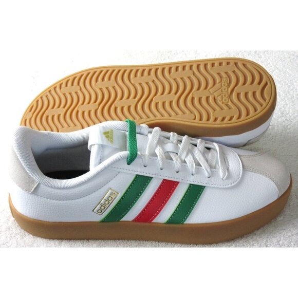 Adidas Men's VL Court 3.0 Skate Casual Shoes White Red Green Sizes NIB - Picture 2 of 5